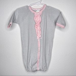 Paty ribbed knit striped gown ruffles new boutique day gown Sz 6 mo